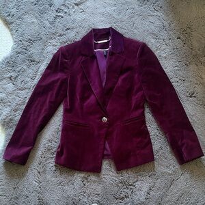 WHBM Purple Velvet Blazer Petite Jacket (NWOT)